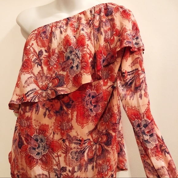 Belle + Sky Floral Print One Shoulder Ruffle Top - Picture 3 of 8